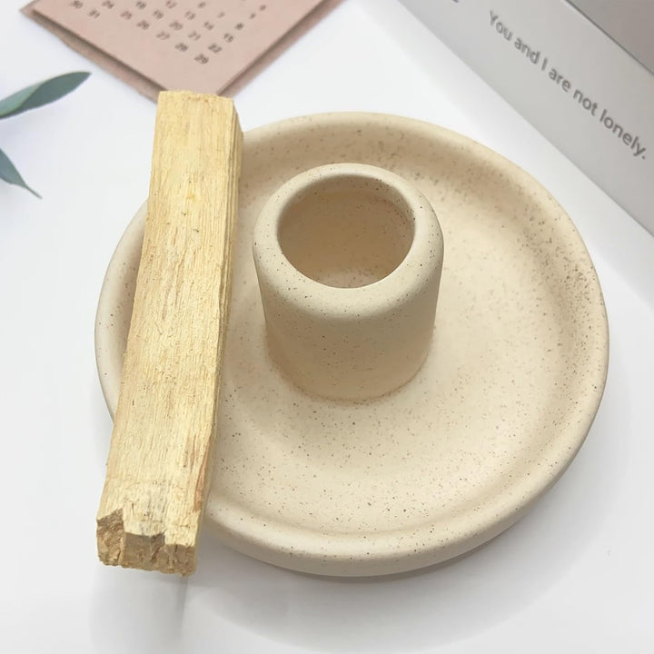 Ceramic Incense Holder for Palo Santo Sticks, Scent Wood Stand and Ash Catcher, Simple, Sturdy and Well Made Incense Palo Santo Holder Burner, Cozy Speckled Beige - Just Closeouts Canada Inc.