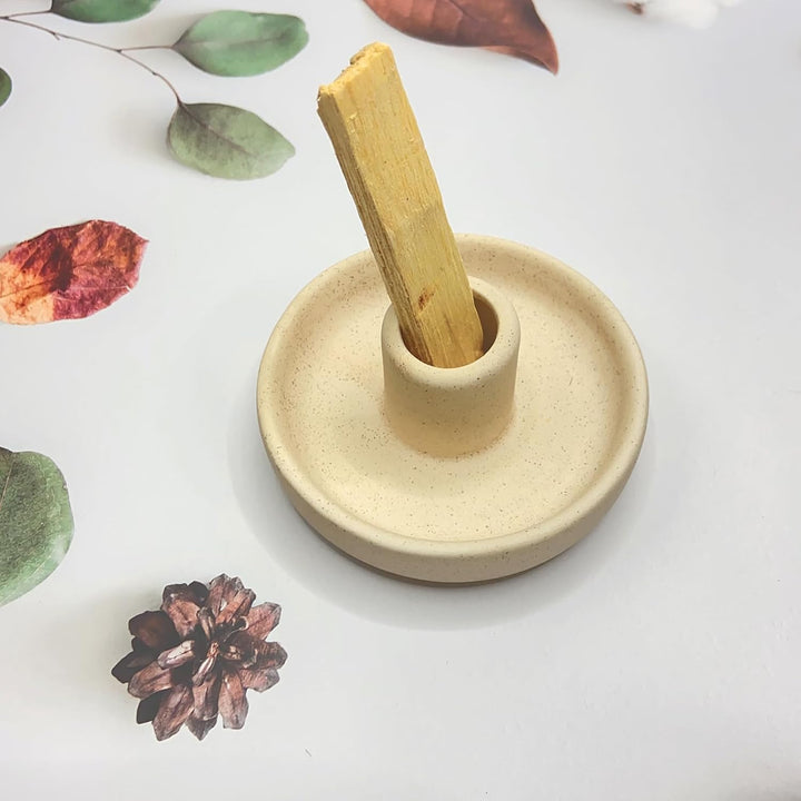 Ceramic Incense Holder for Palo Santo Sticks, Scent Wood Stand and Ash Catcher, Simple, Sturdy and Well Made Incense Palo Santo Holder Burner, Cozy Speckled Beige - Just Closeouts Canada Inc.