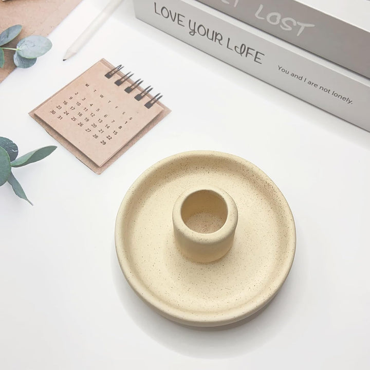 Ceramic Incense Holder for Palo Santo Sticks, Scent Wood Stand and Ash Catcher, Simple, Sturdy and Well Made Incense Palo Santo Holder Burner, Cozy Speckled Beige - Just Closeouts Canada Inc.