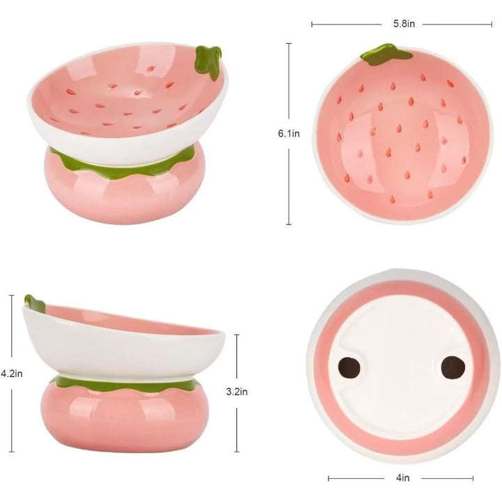 Ceramic Raised Cat Bowl, Elevated Cat Food Bowl for Indoor Cats, Anti Vomiting & Protect Pet's Spine, Cute Tilted Cat Dish for Flat Faced Cats and Kitten - Just Closeouts Canada Inc.