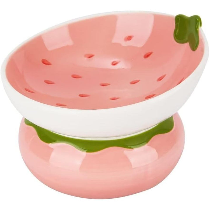 Ceramic Raised Cat Bowl, Elevated Cat Food Bowl for Indoor Cats, Anti Vomiting & Protect Pet's Spine, Cute Tilted Cat Dish for Flat Faced Cats and Kitten - Just Closeouts Canada Inc.