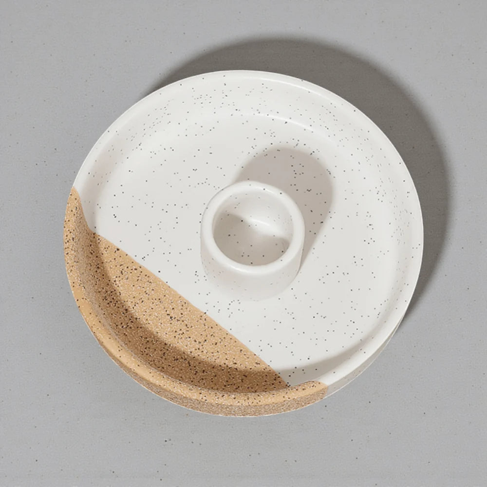 Ceramic Palo Santo Holder, Speckled White & Orange