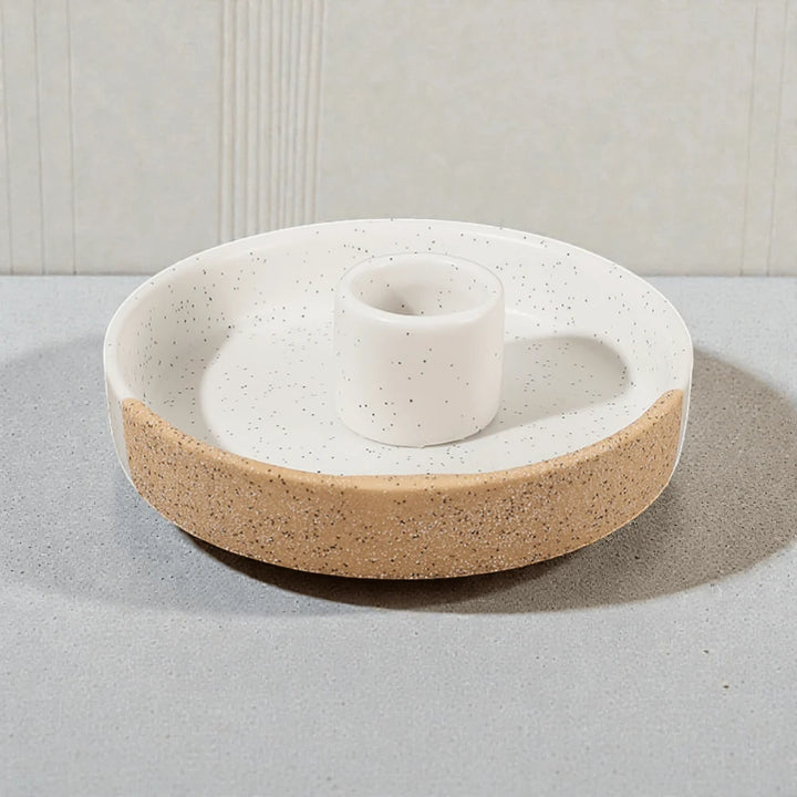 Ceramic Palo Santo Holder, Speckled White & Orange
