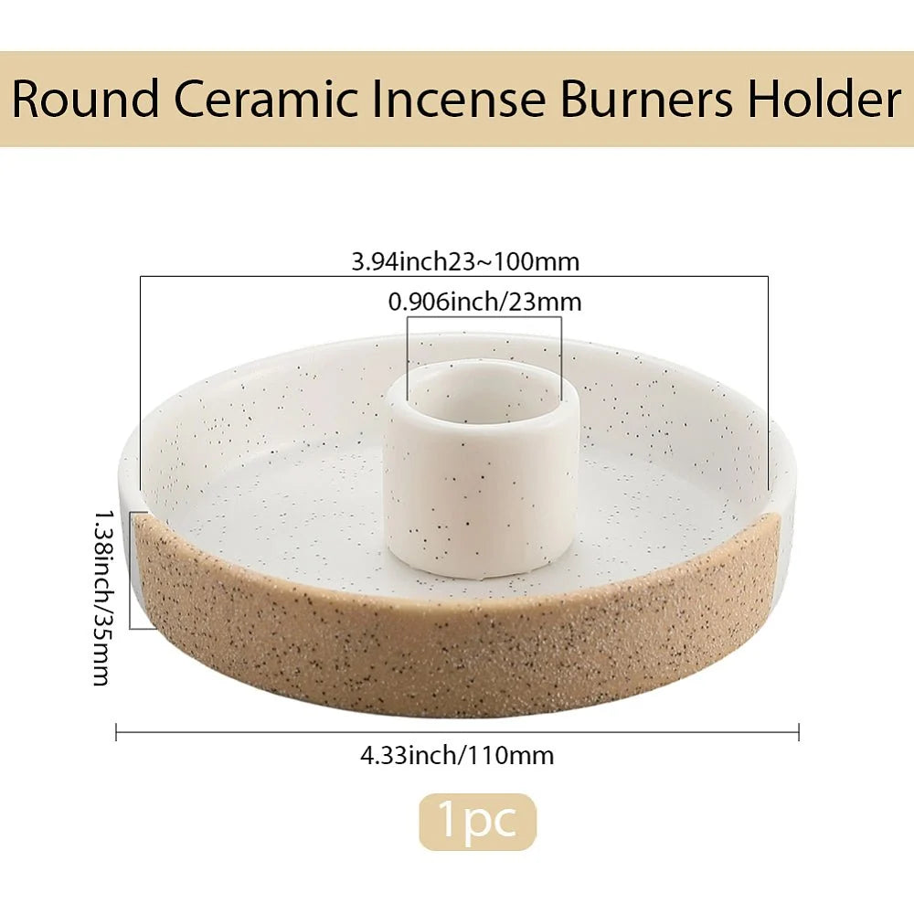 Ceramic Palo Santo Holder, Speckled White & Orange
