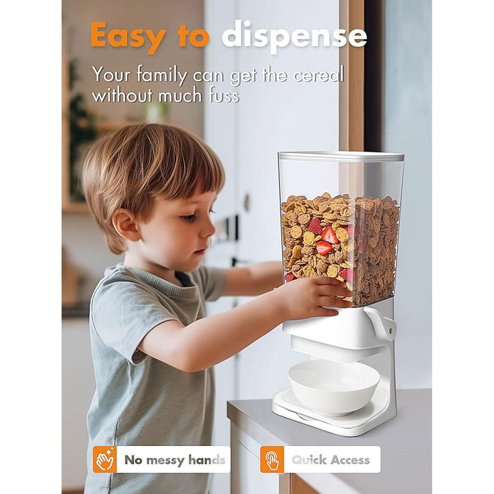 Cereal Dispenser Countertop, Cereal Containers Storage Dispenser 5L, Not Easy to Crush Food Dry Food Dispenser for Rice, Grains, Nuts, Snack,Oatmeal, Pet food, White, 2Pc - Just Closeouts Canada Inc.