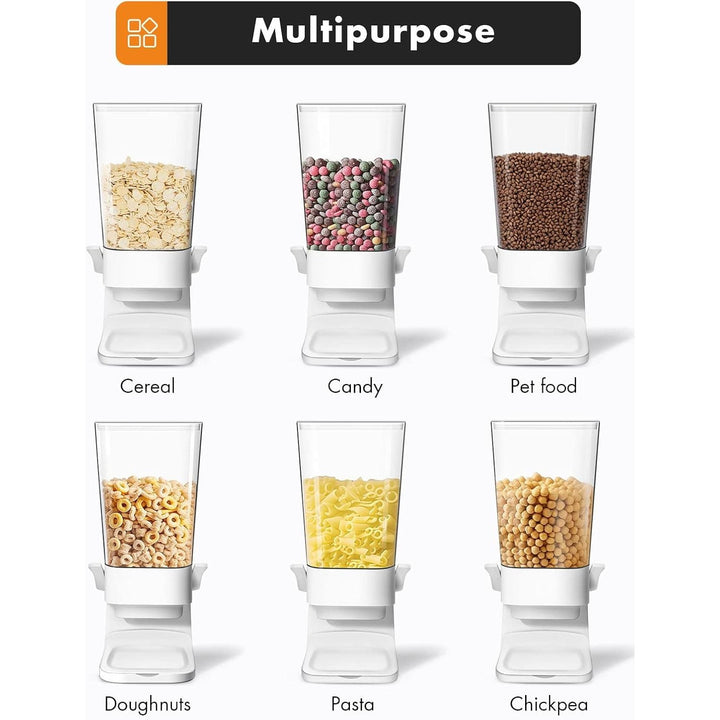 Cereal Dispenser Countertop, Cereal Containers Storage Dispenser 5L, Not Easy to Crush Food Dry Food Dispenser for Rice, Grains, Nuts, Snack,Oatmeal, Pet food, White, 2Pc - Just Closeouts Canada Inc.