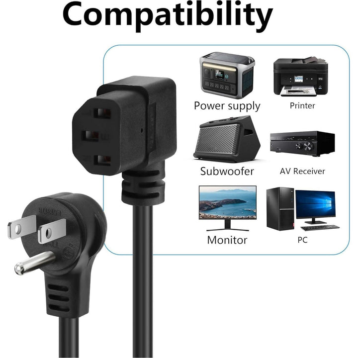 CERRXIAN 3.9FT 18AWG NEMA 5 - 15P to Right Angle IEC 320 C13 Computer Power Cord,10A/250V, 3 Prong AC Power Cord Cable for TV, Computer, Printer, Radio, Monitor, Laptop and More - Just Closeouts Canada Inc.