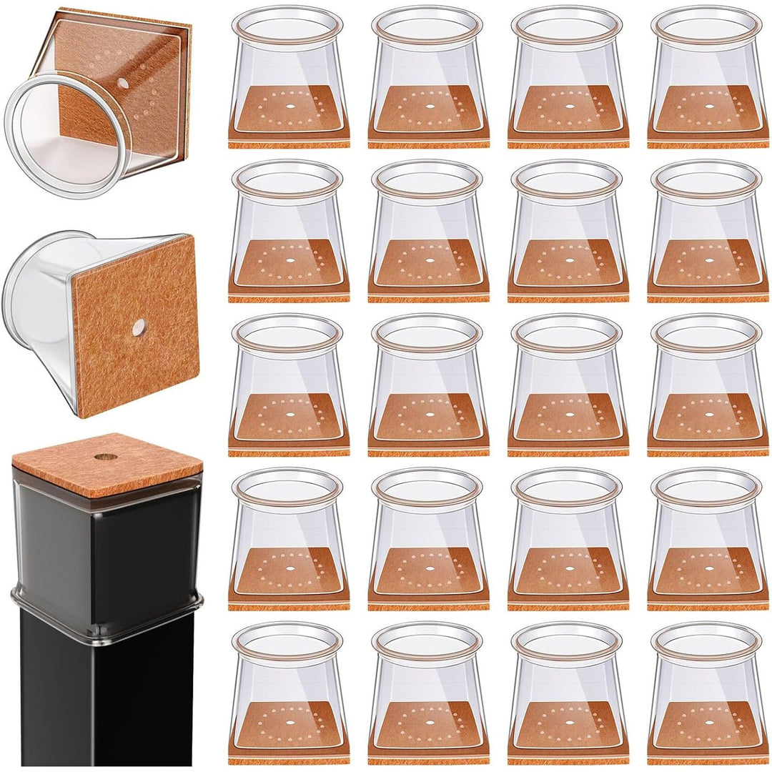 Chair Leg Floor Protectors Square for Hardwood Floors Silicone Covers to Protect Wood Tile Floors Scratches Felt Pads Furniture Leg Caps No Noise Clear - 20 Pcs (Fit:3/4" to 1 - 1/16") - Just Closeouts Canada Inc.X004VJAKIJ