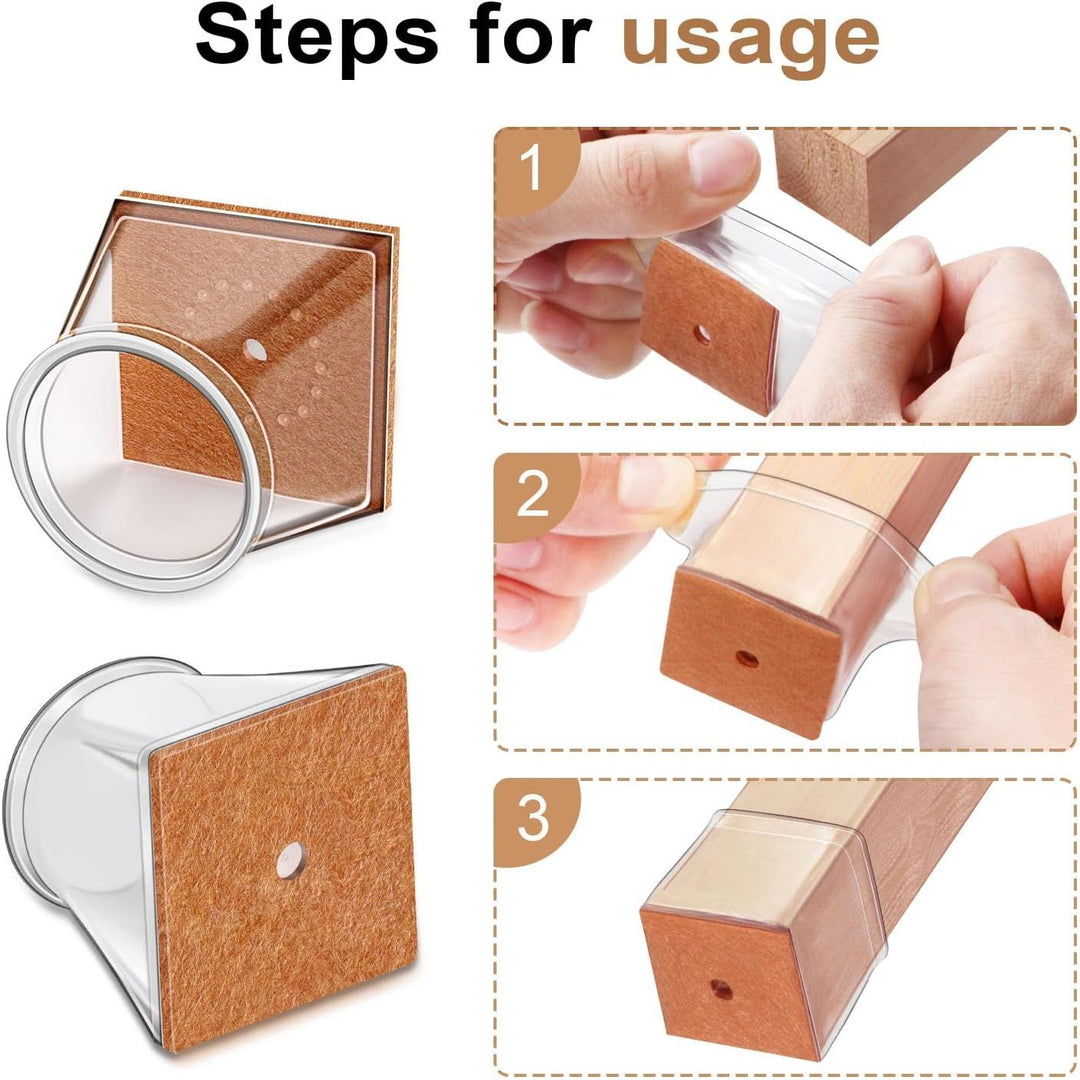 Chair Leg Floor Protectors Square for Hardwood Floors Silicone Covers to Protect Wood Tile Floors Scratches Felt Pads Furniture Leg Caps No Noise Clear - 20 Pcs (Fit:3/4" to 1 - 1/16") - Just Closeouts Canada Inc.X004VJAKIJ