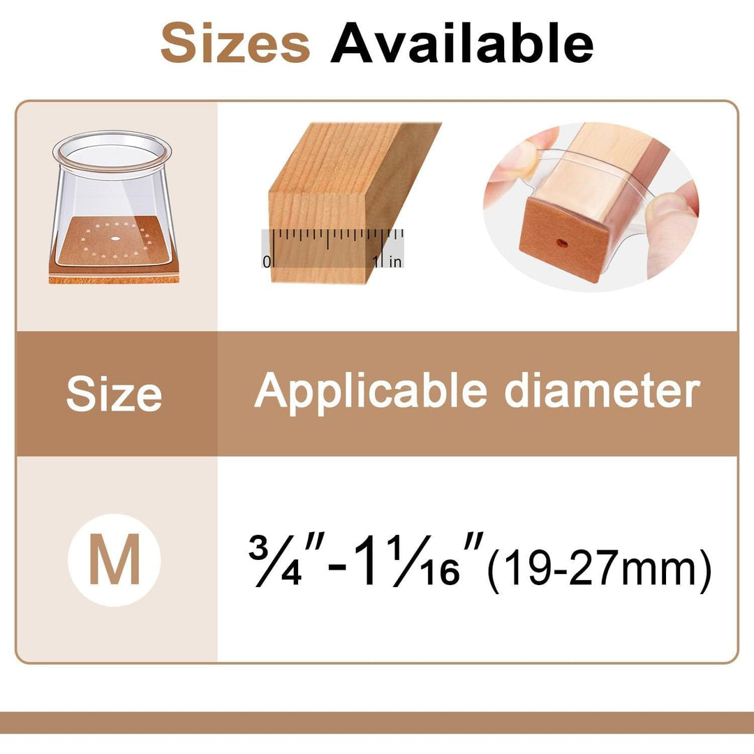 Chair Leg Floor Protectors Square for Hardwood Floors Silicone Covers to Protect Wood Tile Floors Scratches Felt Pads Furniture Leg Caps No Noise Clear - 20 Pcs (Fit:3/4" to 1 - 1/16") - Just Closeouts Canada Inc.X004VJAKIJ