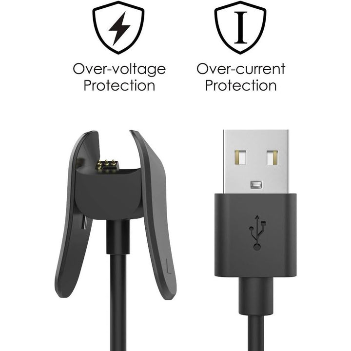 Charger Cable Compatible with Garmin Vivosmart 4, 1M Replacement USB Data Sync Charging Cable Cord with Charging Clip Holder Fit Garmin Vivosmart 4 - Black - Just Closeouts Canada Inc.