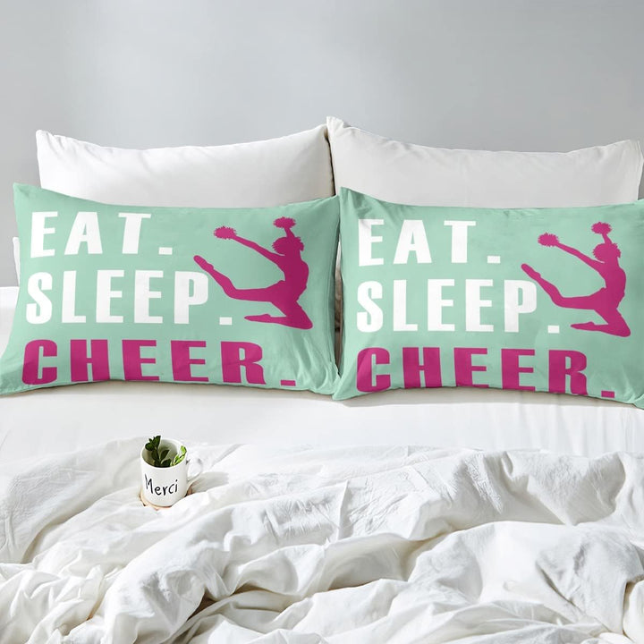 Cheer Duvet Cover Girls Cheerleading Bedding Set for Kids Teens Room Cheeleader Decor Comforter Cover Set Bright Bedspread Cover 3Pcs Zipper Queen Size - Just Closeouts Canada Inc.X003L5NMNT