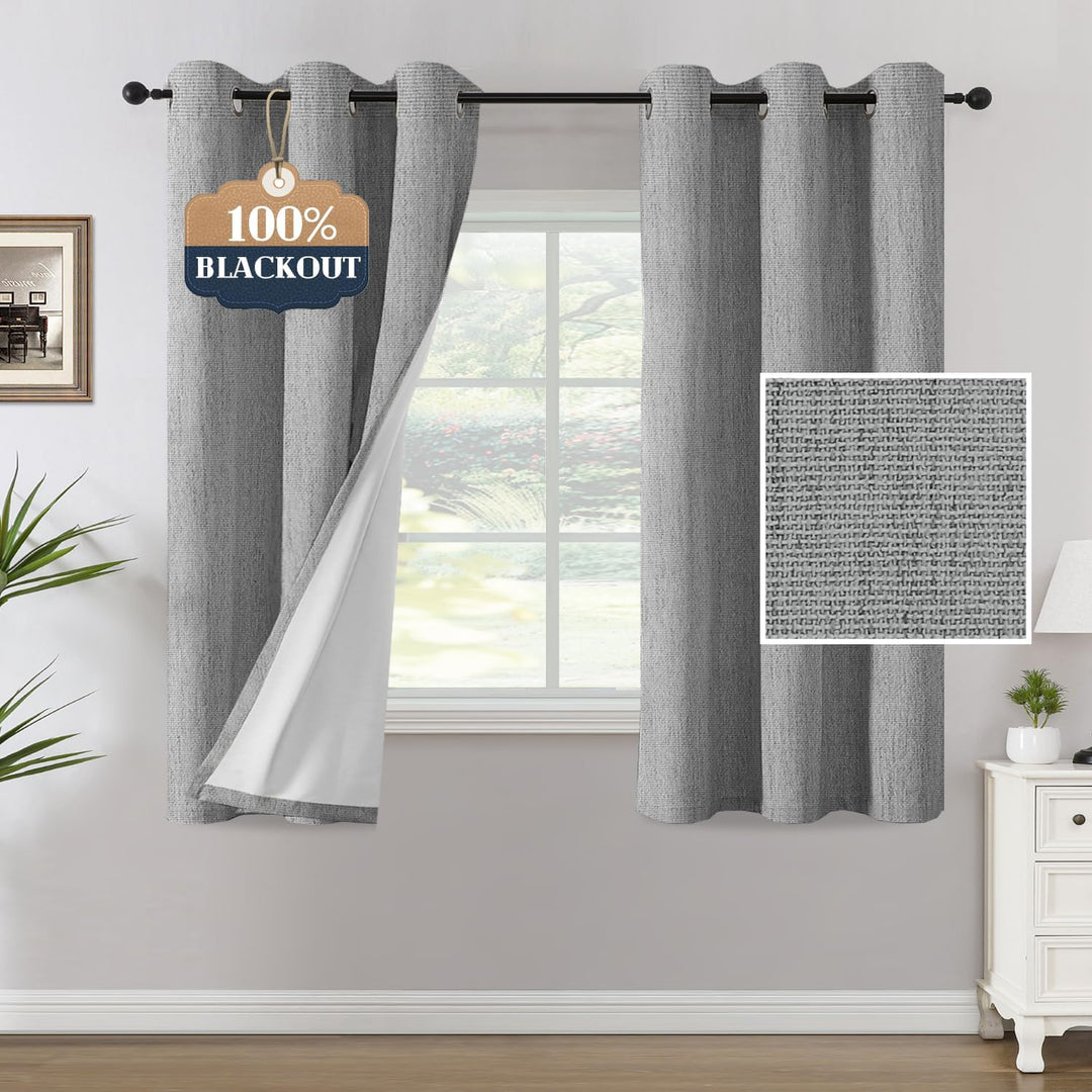 Chenille Blackout Grommet Curtains, Heather Dove, 42 x 63 in, 2 Panels - Just Closeouts Canada Inc.