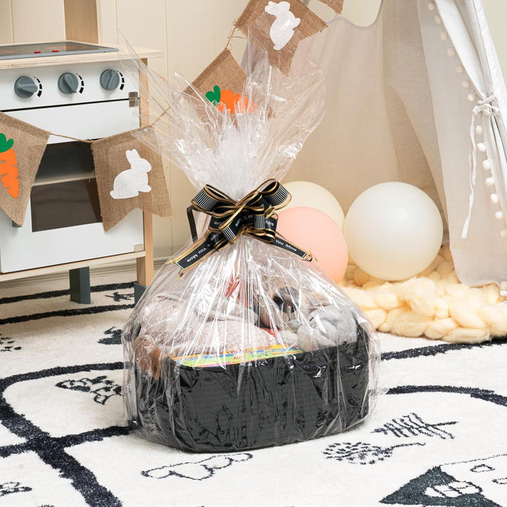 Cherrynow Square Cotton Rope Basket with Handles for Books, Magazines, Toys, Decorative Rectangle Woven Storage Basket for Baby Nursery, Living Room, Bathroom, Black - Just Closeouts Canada Inc.