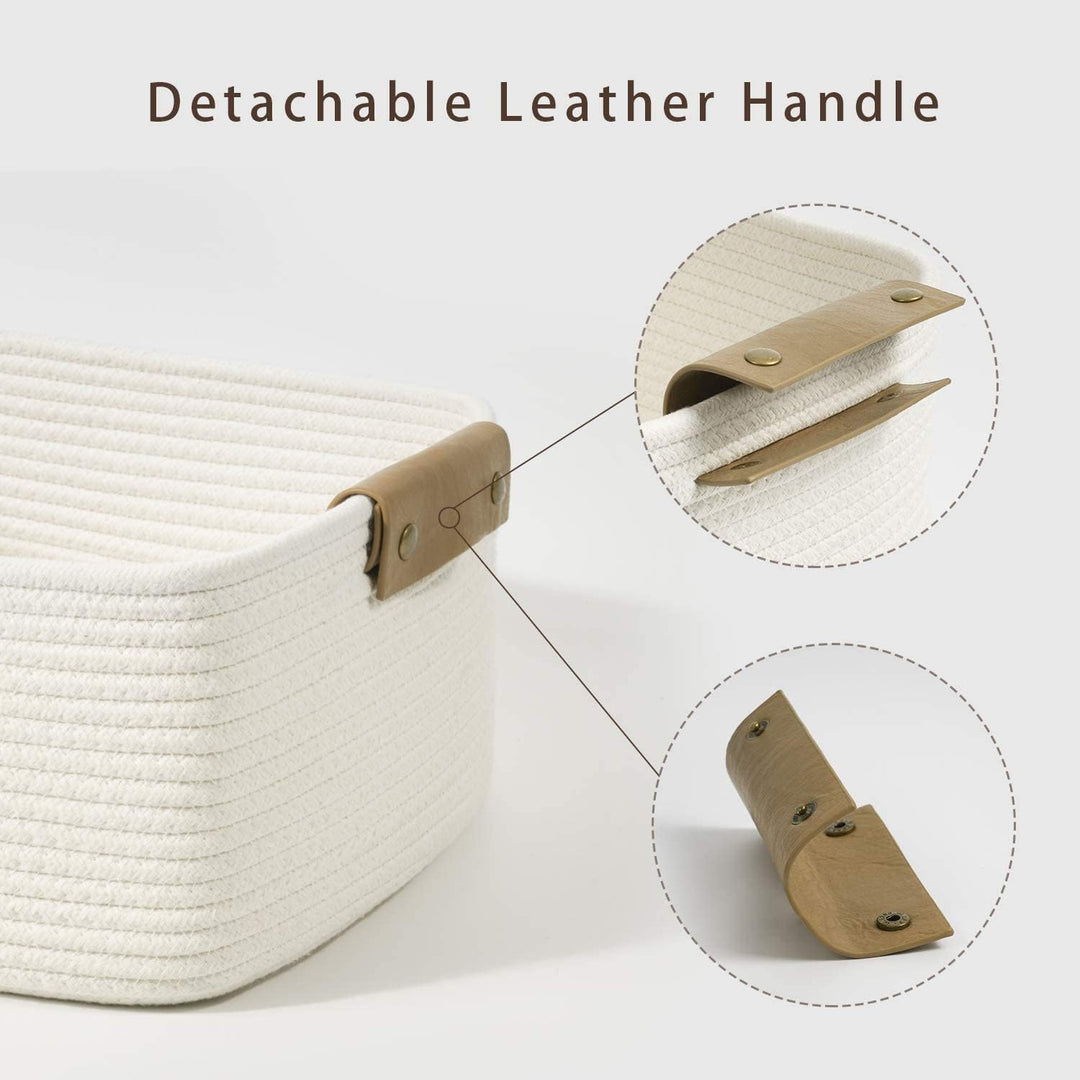 Cherrynow Square Woven Storage Basket for Shelves,Books,Cotton Rope Basket,Cube Storage Bin for Baby Toy,Towel,Magazine Basket,Home Décor White - Just Closeouts Canada Inc.