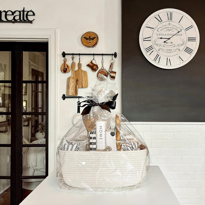 Cherrynow Square Woven Storage Basket for Shelves,Books,Cotton Rope Basket,Cube Storage Bin for Baby Toy,Towel,Magazine Basket,Home Décor White - Just Closeouts Canada Inc.