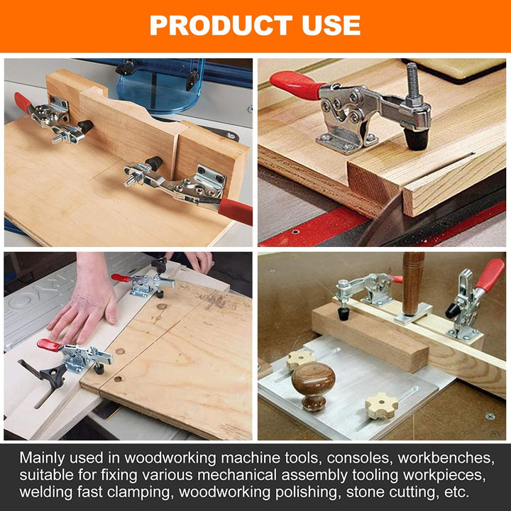 chfine 10 Pack Hold Down Adjustable Toggle Clamp Hand Tool, Woodworking Latch Antislip Red Clamps Holding Capacity Horizontal Heavy Duty Toggle Clamps GH - 201B 220lbs/100kg Quick Release Tool - Just Closeouts Canada Inc.