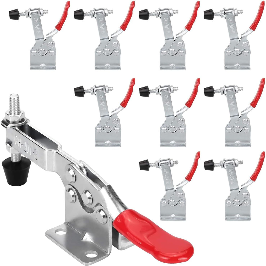 chfine 10 Pack Hold Down Adjustable Toggle Clamp Hand Tool, Woodworking Latch Antislip Red Clamps Holding Capacity Horizontal Heavy Duty Toggle Clamps GH - 201B 220lbs/100kg Quick Release Tool - Just Closeouts Canada Inc.