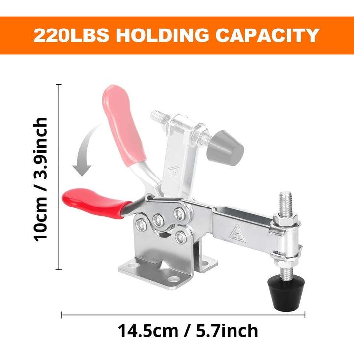 chfine 10 Pack Hold Down Adjustable Toggle Clamp Hand Tool, Woodworking Latch Antislip Red Clamps Holding Capacity Horizontal Heavy Duty Toggle Clamps GH - 201B 220lbs/100kg Quick Release Tool - Just Closeouts Canada Inc.