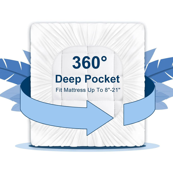 CHOPINMOON King Mattress Topper Extra Thick Mattress Pad, Plush Pillow Top Mattress Cover Soft Bed Topper,18" Deep Pocket - Just Closeouts Canada Inc.