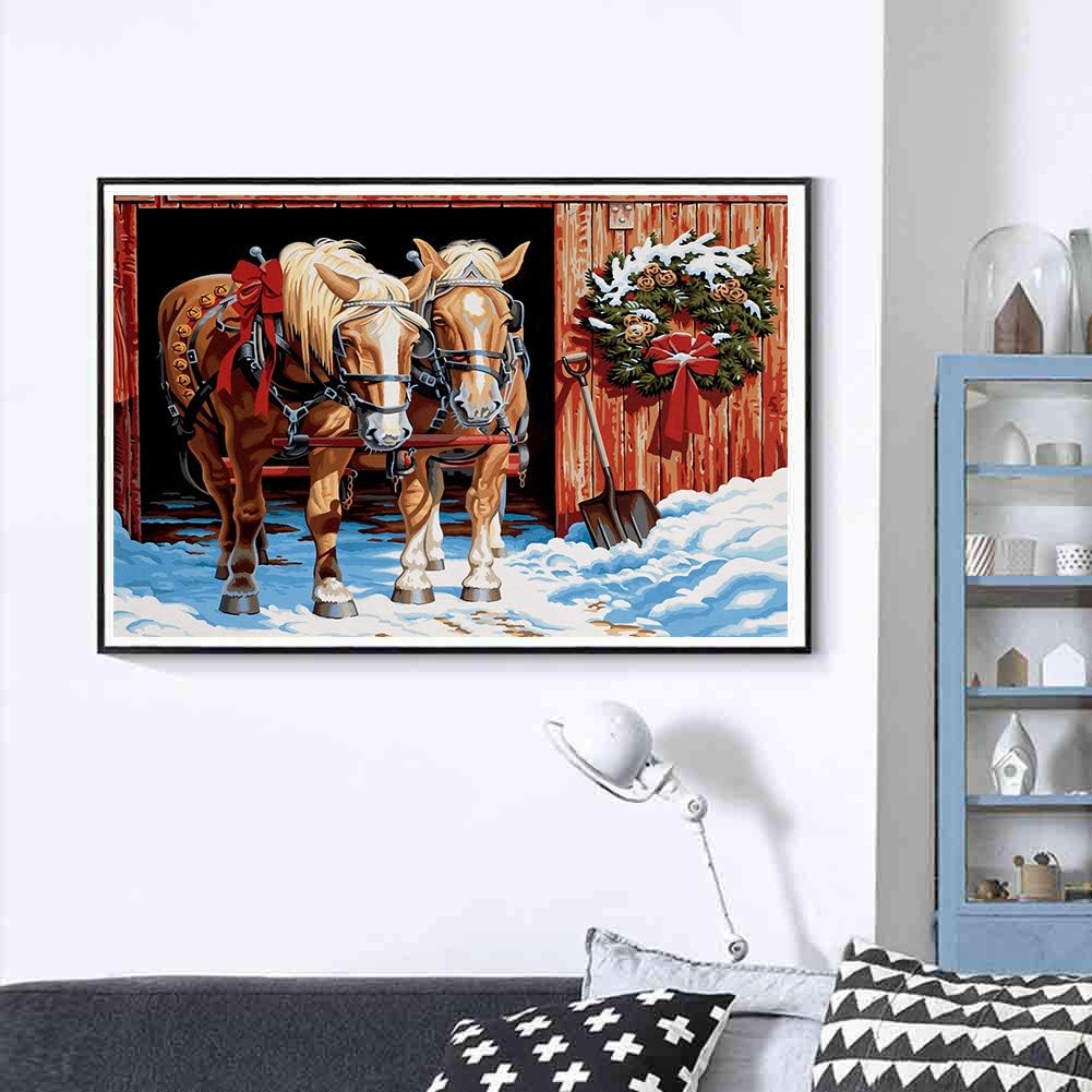Christmas Horses 5D Diamond Painting Kit, 30 x 40 cm - Just Closeouts Canada Inc.X00335AKHD