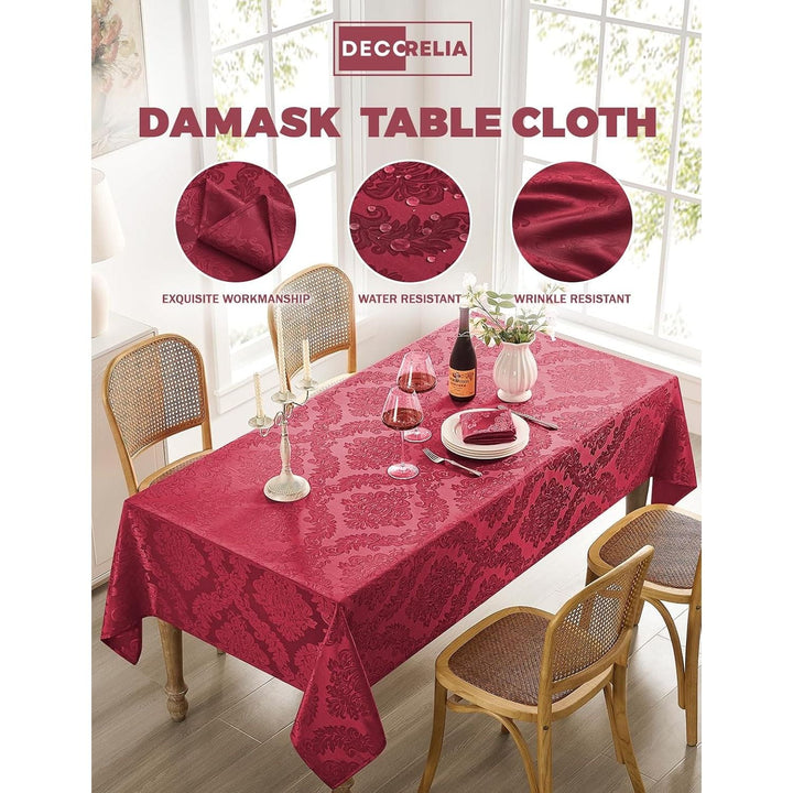 Christmas Red Floral Table Cloth Rectangular 60 x 104 Inch (8-10 Seats), Waterproof Decorative Washable Damask Tablelcoth Cover for Dining Kitchen Buffet Table,Wedding Indoor Outdoor Party - Just Closeouts Canada Inc.X004O3WA7B