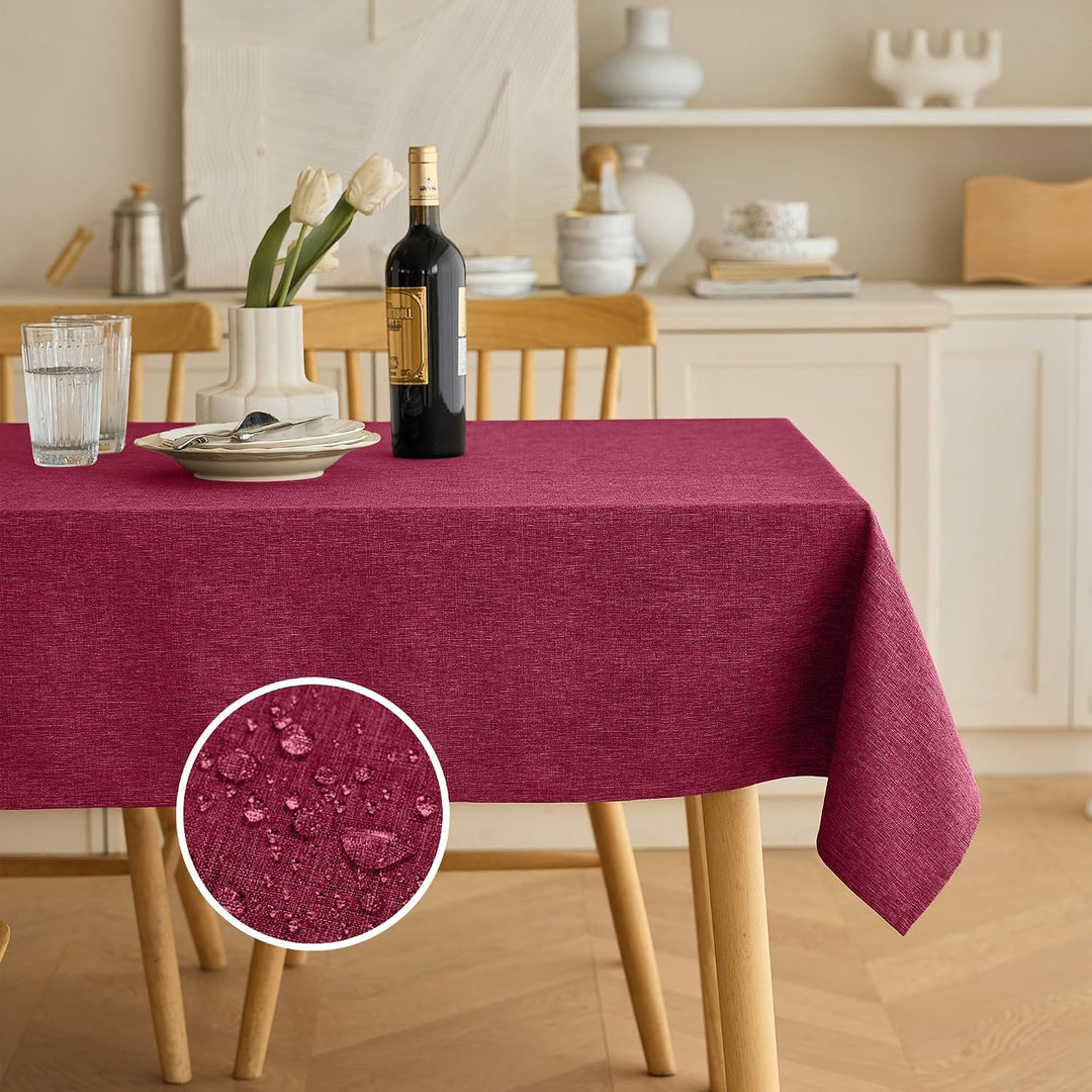 Christmas Red Waterproof Reusable Table Cloths for Dining Table, Outdoor Washable Cloth Tablecloths for Rectangle Tables for Holiday Dining(Oblong, 52 x 70 inch (Rectangular), Burgundy) - Just Closeouts Canada Inc.X003XP5Z69