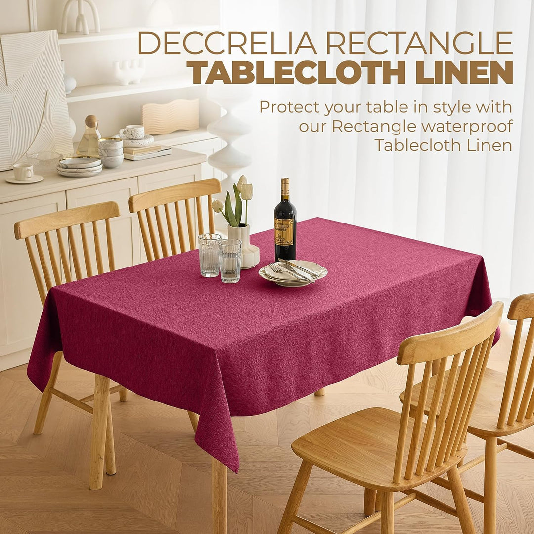 Christmas Red Waterproof Reusable Table Cloths for Dining Table, Outdoor Washable Cloth Tablecloths for Rectangle Tables for Holiday Dining(Oblong, 52 x 70 inch (Rectangular), Burgundy) - Just Closeouts Canada Inc.X003XP5Z69