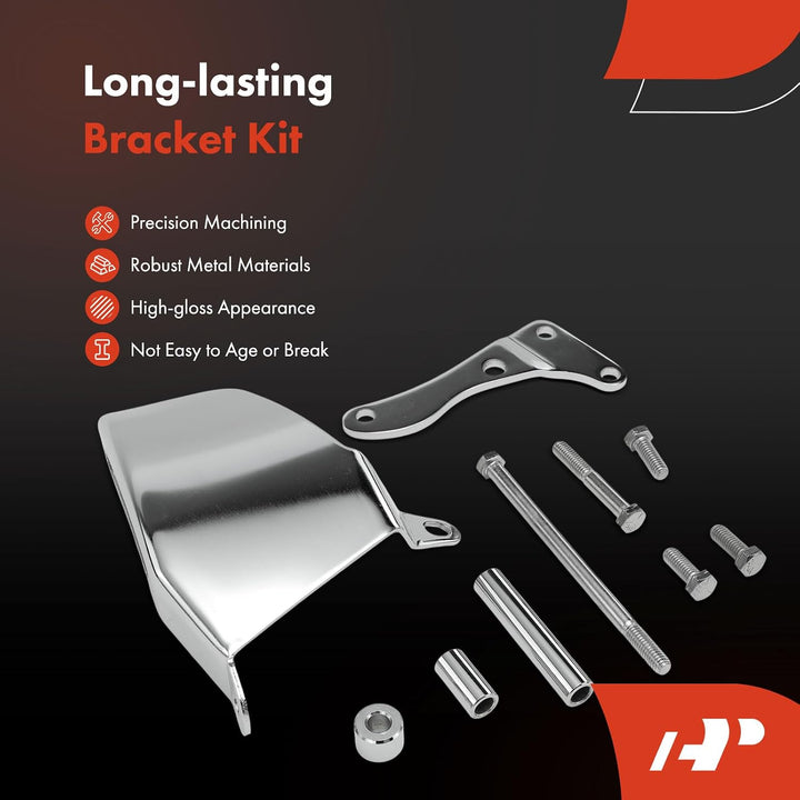 Chrome Steel Alternator Bracket Kit for Small-Block V8 Long Water Pump - Just Closeouts Canada Inc.