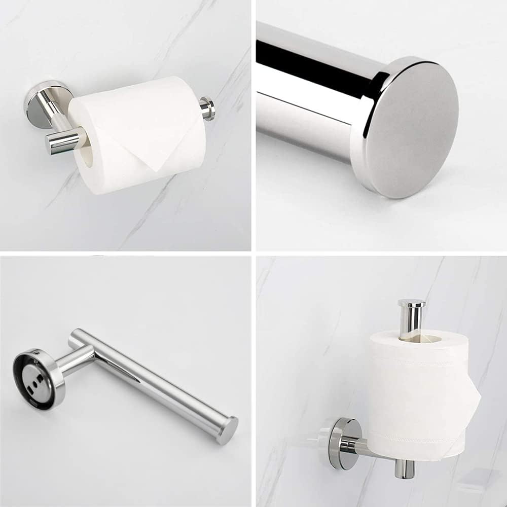 Chrome Toilet Paper Holder Towel Ring, Bathroom Hardware Hand Towel Holder Silver 2 Pieces Wall Mount Bathroom Accessories Set Stainless Steel - Just Closeouts Canada Inc.