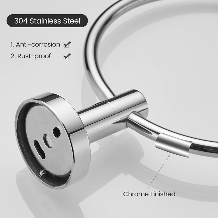 Chrome Toilet Paper Holder Towel Ring, Bathroom Hardware Hand Towel Holder Silver 2 Pieces Wall Mount Bathroom Accessories Set Stainless Steel - Just Closeouts Canada Inc.
