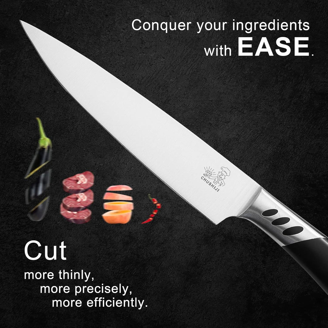 CHUSHIJI Knife Set,3 - Piece Stainless Steel Knife Set, Kitchen Knives Set,Chef Knife Set,8 Inch Chef's Knife,7 Inch Santoku Knife,5 Inch Utility Knife,Kitchen Gadgets for Women & Men with Gift Box - Just Closeouts Canada Inc.