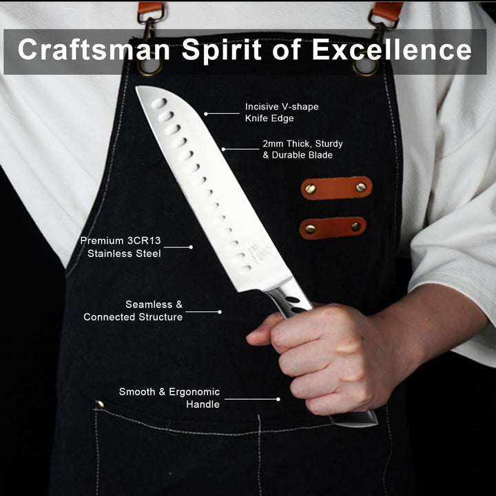 CHUSHIJI Knife Set,3 - Piece Stainless Steel Knife Set, Kitchen Knives Set,Chef Knife Set,8 Inch Chef's Knife,7 Inch Santoku Knife,5 Inch Utility Knife,Kitchen Gadgets for Women & Men with Gift Box - Just Closeouts Canada Inc.