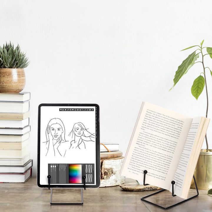 Cididu 6 Pack 8 Inch Plate Stands for Display, Metal Black Picture Frame Holder Stand, Photo Stands for Table Display, Book Display Stand for Decorative Plate, Platter, Plaque, Picture Photo Easel - Just Closeouts Canada Inc.