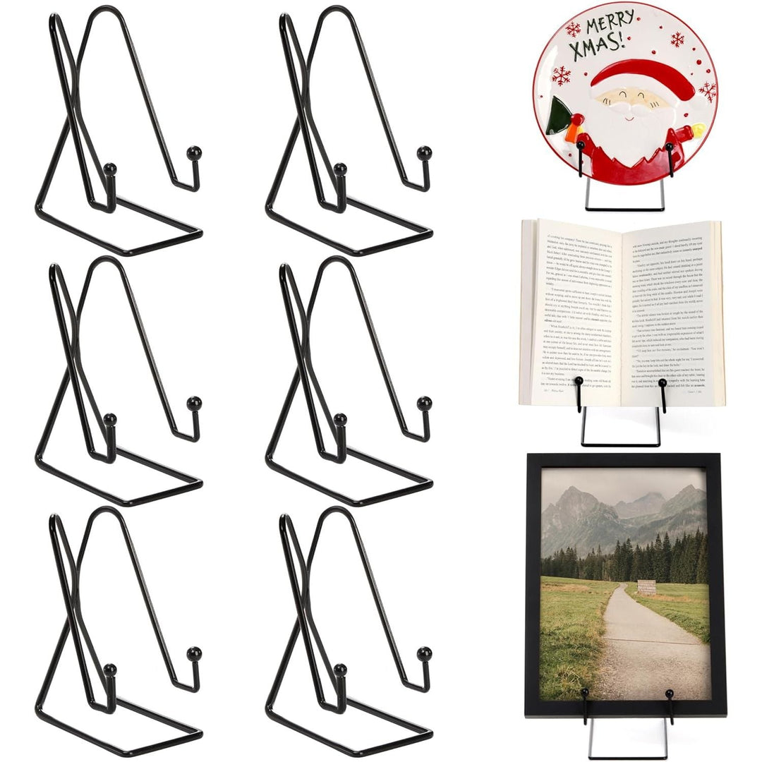 Cididu 6 Pack 8 Inch Plate Stands for Display, Metal Black Picture Frame Holder Stand, Photo Stands for Table Display, Book Display Stand for Decorative Plate, Platter, Plaque, Picture Photo Easel - Just Closeouts Canada Inc.