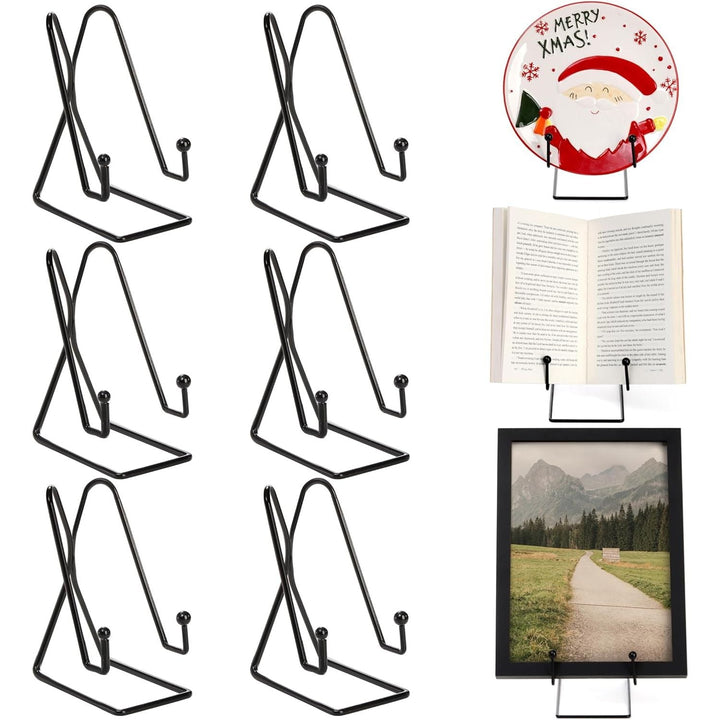 Cididu 6 Pack 8 Inch Plate Stands for Display, Metal Black Picture Frame Holder Stand, Photo Stands for Table Display, Book Display Stand for Decorative Plate, Platter, Plaque, Picture Photo Easel - Just Closeouts Canada Inc.