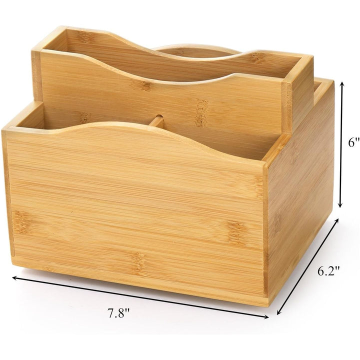 Cididu Bamboo Remote Control Holder, 360 Degree Rotating Remotes Caddy Organizer, 5 Slot Spinning Office Desktop Bedside Organizer Storage for Calculator, Cell Phone, Pen and Other Gadgets - Just Closeouts Canada Inc.