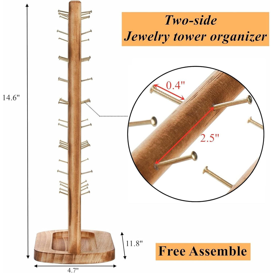 Cididu Wooden Jewelry Display Rack Stand, Earring Cards Display Holder Stand with 56 Hooks for Selling, 5 Tiers Two - Sided Jewelry Tower Organizer for Earring Cards Keychains Rings Necklaces Bracelets - Just Closeouts Canada Inc.