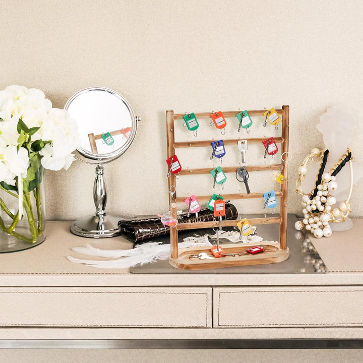 Cididu Wooden Jewelry Display Rack Stand, Earring Cards Display Holder Stand with 56 Hooks for Selling, 5 Tiers Two - Sided Jewelry Tower Organizer for Earring Cards Keychains Rings Necklaces Bracelets - Just Closeouts Canada Inc.