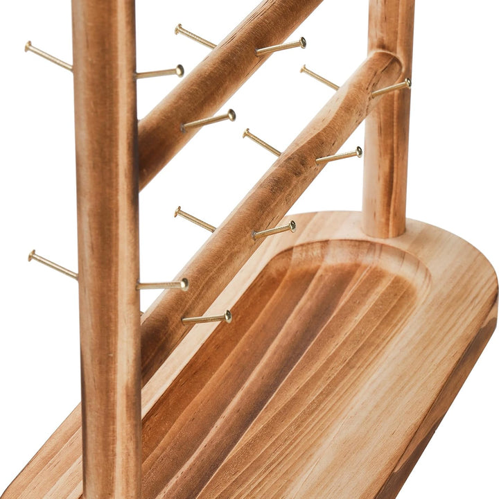 Cididu Wooden Jewelry Display Rack Stand, Earring Cards Display Holder Stand with 56 Hooks for Selling, 5 Tiers Two - Sided Jewelry Tower Organizer for Earring Cards Keychains Rings Necklaces Bracelets - Just Closeouts Canada Inc.