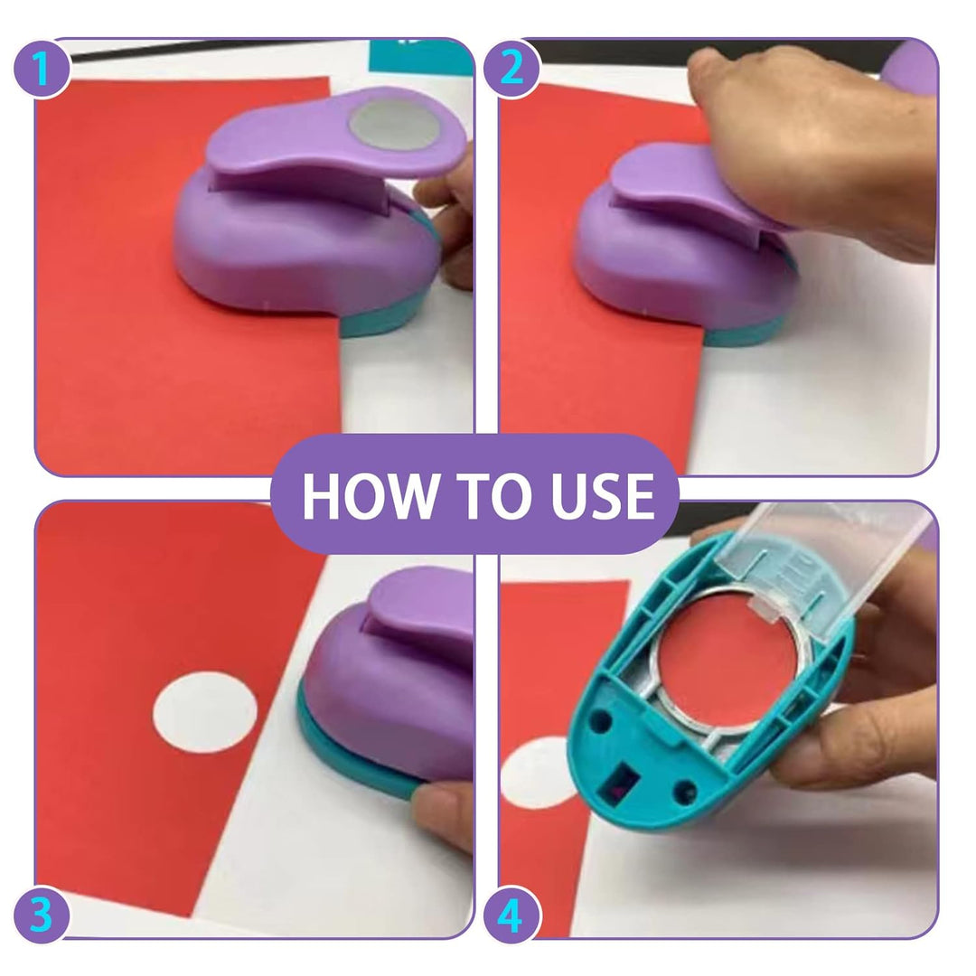 Circle Punch 4 Pieces (1.5 Inch, 1 Inch, 5/8 Inch, 3/8 Inch) Craft Round Shape Punch Scrapbook Paper Cutter Round Shape Cutter Paper Crafts Puncher Handmade Hole Scrapbooking Punches - Just Closeouts Canada Inc.
