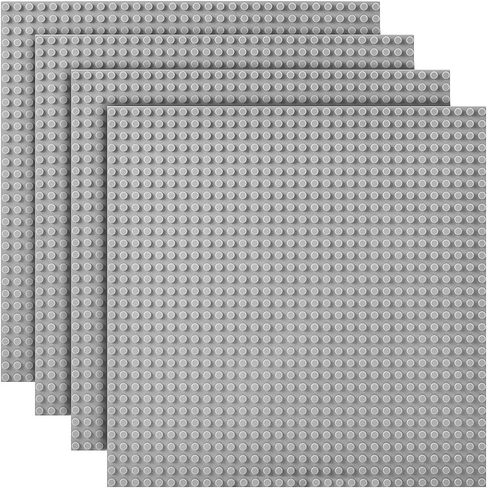 Classic Baseplates Building Base Plates for Building Bricks 100% Compatible with Major Brands - Baseplates 10" x 10", Pack of 4, Grey - Just Closeouts Canada Inc.