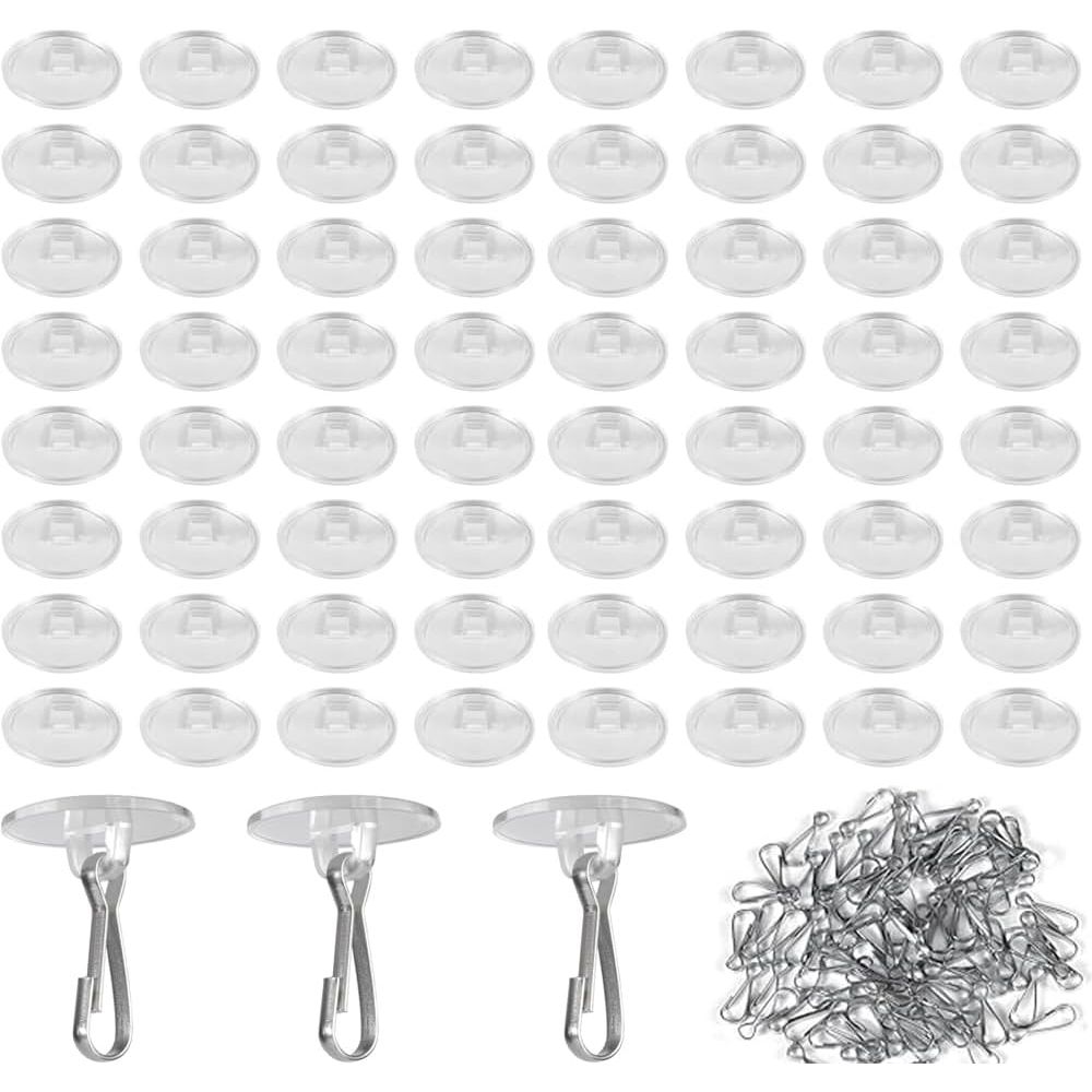 Clear Adhesive Hanging Hooks with Metal Clips, 100-Piece Set - Just Closeouts Canada Inc.X004FQRVR1