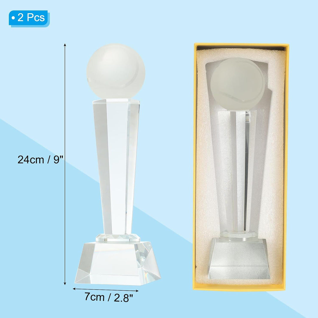 Clear Crystal Glass Tennis Trophies with Gift Boxes, 9 x 2.8 in, 2-Pack - Just Closeouts Canada Inc.