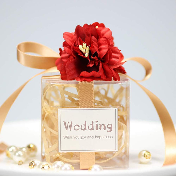 Clear Gift Boxes 4" x 4" x 4" - 25 Pack, Clear PVC Plastic Boxes Transparent Packing Box Favor Square Boxes for Thanksgiving, Christmas, Wedding, Party, Birthday, Candy, Coffee & Tea, - Just Closeouts Canada Inc.