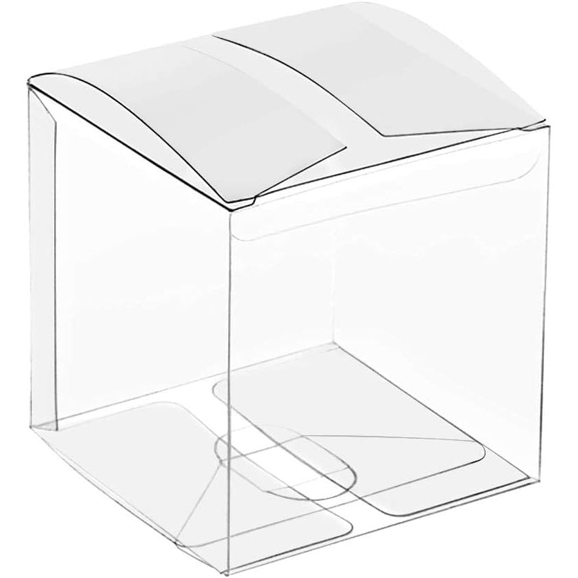 Clear Gift Boxes 4" x 4" x 4" - 25 Pack, Clear PVC Plastic Boxes Transparent Packing Box Favor Square Boxes for Thanksgiving, Christmas, Wedding, Party, Birthday, Candy, Coffee & Tea, - Just Closeouts Canada Inc.