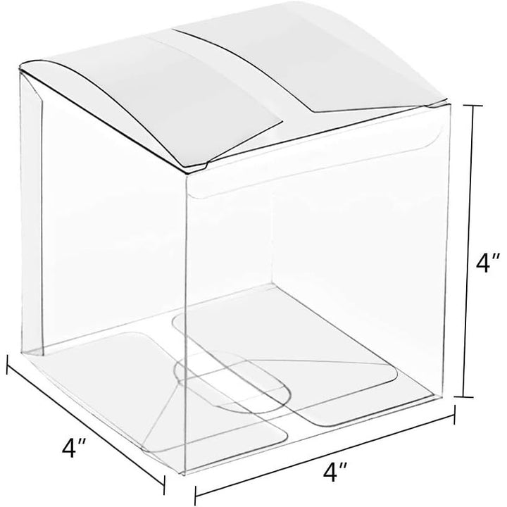 Clear Gift Boxes 4" x 4" x 4" - 25 Pack, Clear PVC Plastic Boxes Transparent Packing Box Favor Square Boxes for Thanksgiving, Christmas, Wedding, Party, Birthday, Candy, Coffee & Tea, - Just Closeouts Canada Inc.