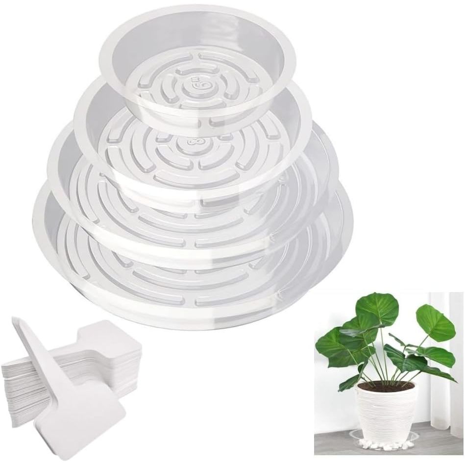 Clear Plastic Plant Pot Saucers, 24-Piece Assorted Size Set - Just Closeouts Canada Inc.