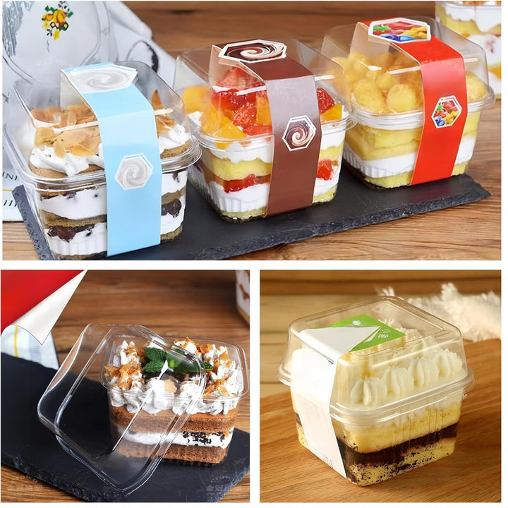 Clear Square Dessert Cups with Lids and Sporks, 8 oz, 50-Pack - Just Closeouts Canada Inc.