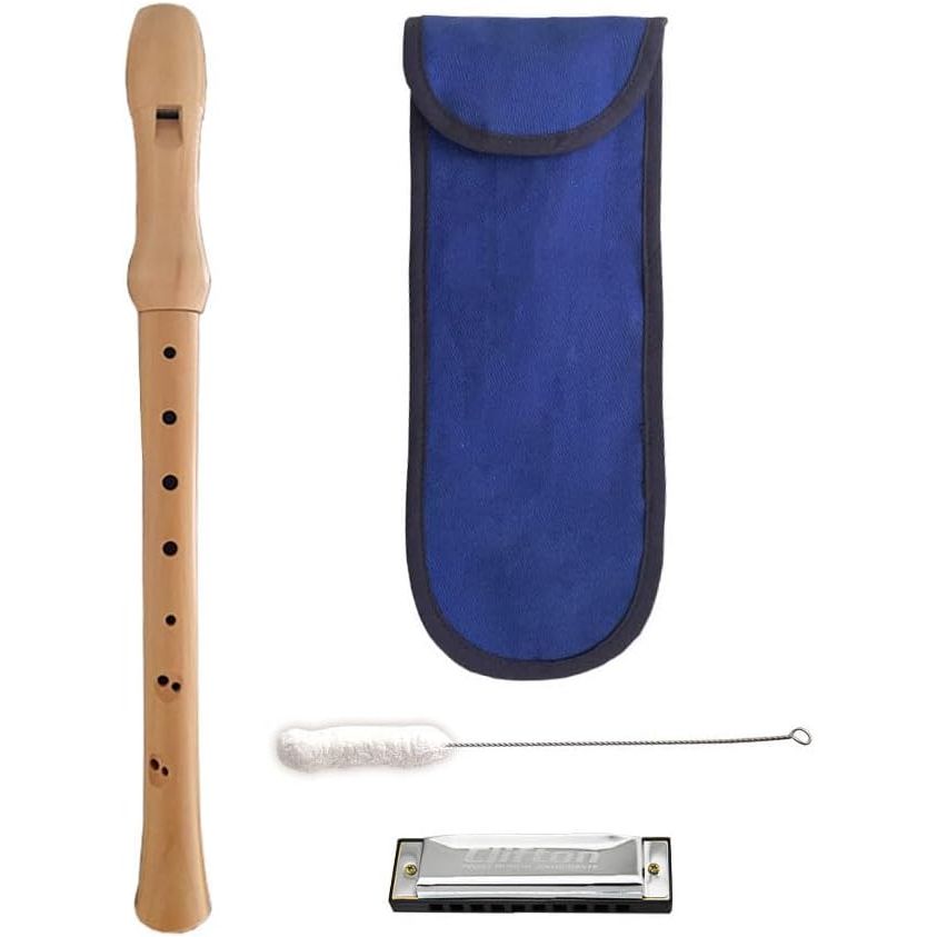 CLIFTON 8 - Hole Soprano Descant Wooden Recorder Flute with Cleaning Brush & Textile Carry Bag For School Student Home Beginning learners (German Fingering) - Just Closeouts Canada Inc.